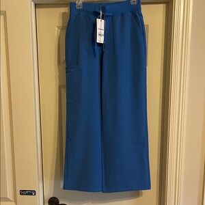 Set of XS Royal Blue mandala scrubs; Wide-Leg Pants + Mandarin Dolman top, NWT